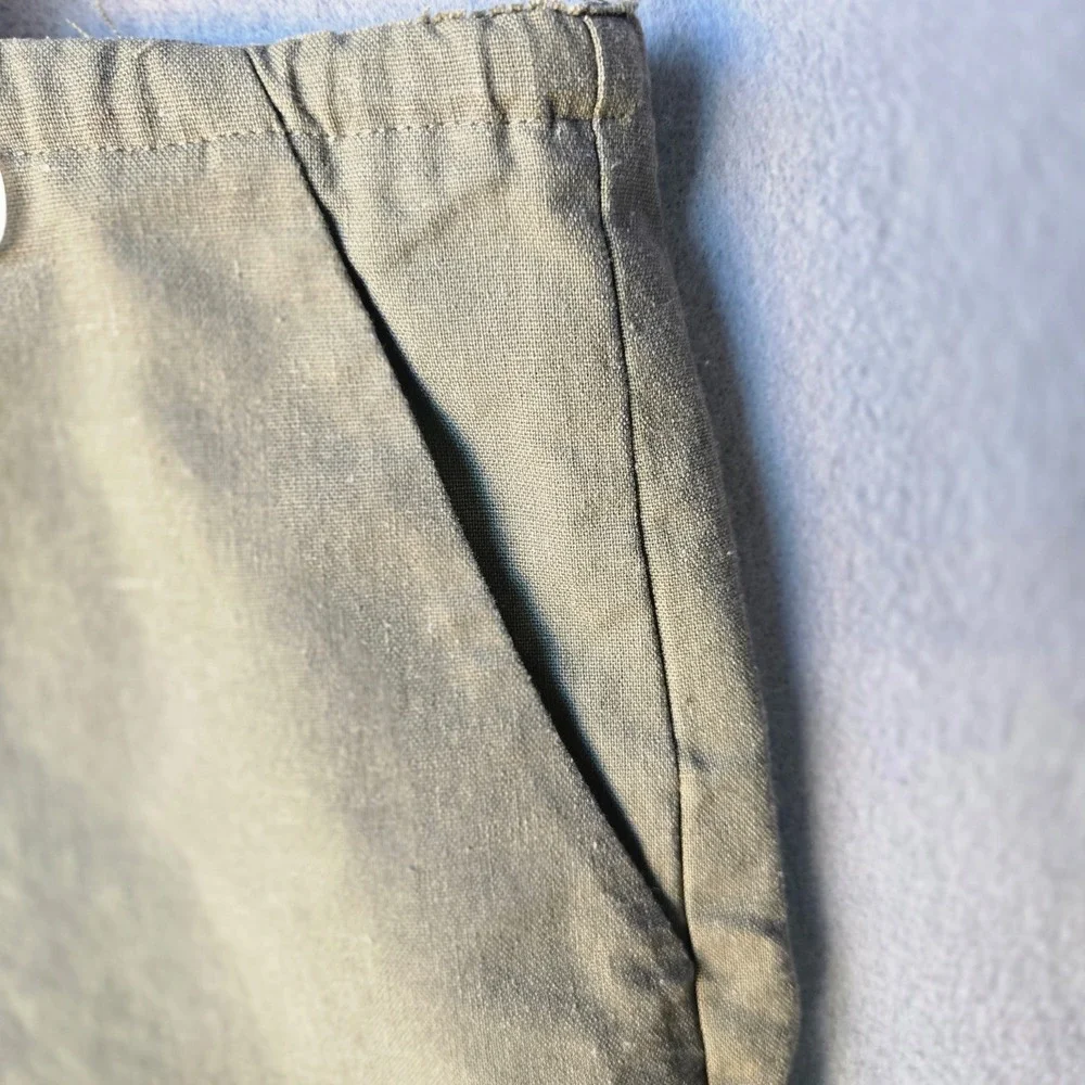 Pretty Lavish Olive Green Linen Blend Cropped Shirt and Shorts Set Size 10‎